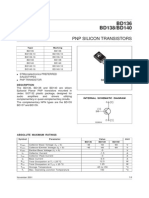 PNP Silicon Transistors BD136, BD138 and BD140 Datasheet