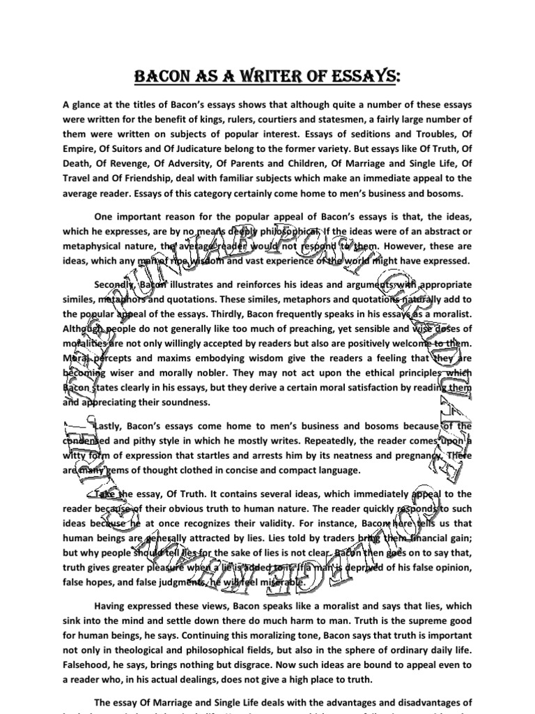 essay writer bacon