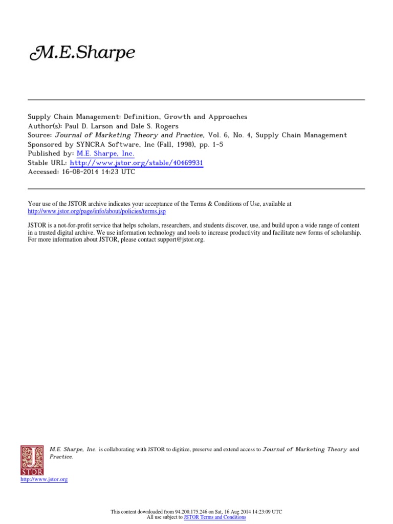 Supply Chain ManagementDefinition, Growth and Approaches PDF PDF
