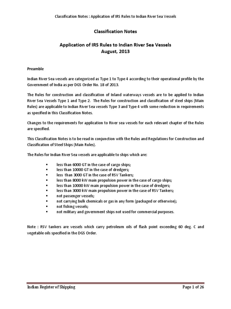 IRS Rules for Indian River Sea Vessels | PDF | Ships | Deck (Ship)