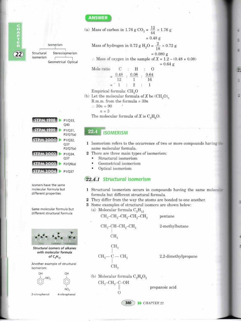 Organic Compound Isomerism STPM | PDF