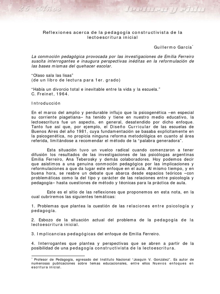 Pedagogía Constructivista en Lectoescritura | PDF | Sicología ...