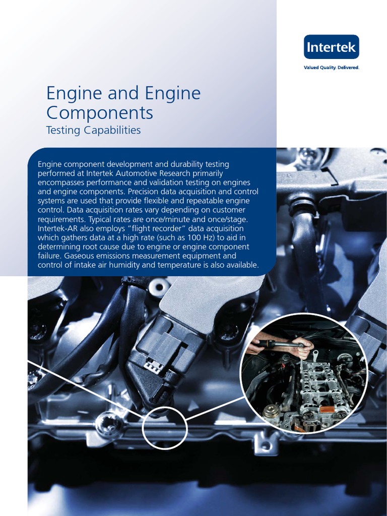 Engine and Engine Component Testing Brochure Engines Gasoline