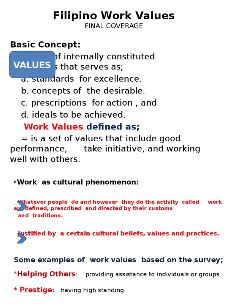 Filipino Work Values Value Ethics Employment