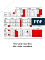 Whetley Academy Calendar 2015-16