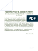 Proyecto de Directiva: Procedimiento para La Emisión de Los Lineamientos Registrales y Sus Efectos Jurídicos