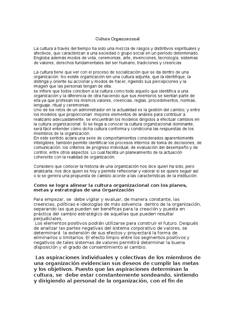 Gestión del Cambio Cultural Empresarial | PDF | Cultura organizacional ...