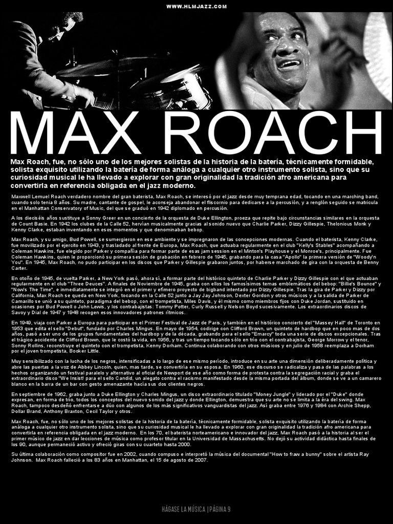 Max Roach: Innovador del Jazz Moderno | PDF | Músicos | Musica ...