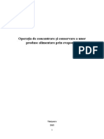 Operația de Concentrare Și Conservare A Unor Produse Alimentare Prin Evaporare