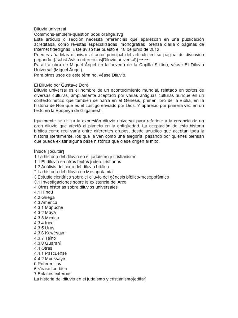 El Mito del Diluvio Universal | PDF | Mito de la inundación | Arca de Noé