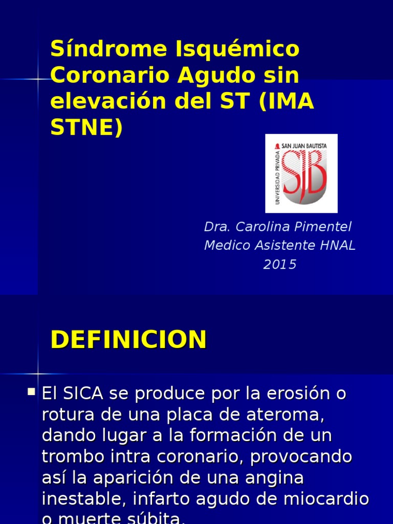 IMA ST No Elevado | PDF | Infarto de miocardio | Medicina Interna