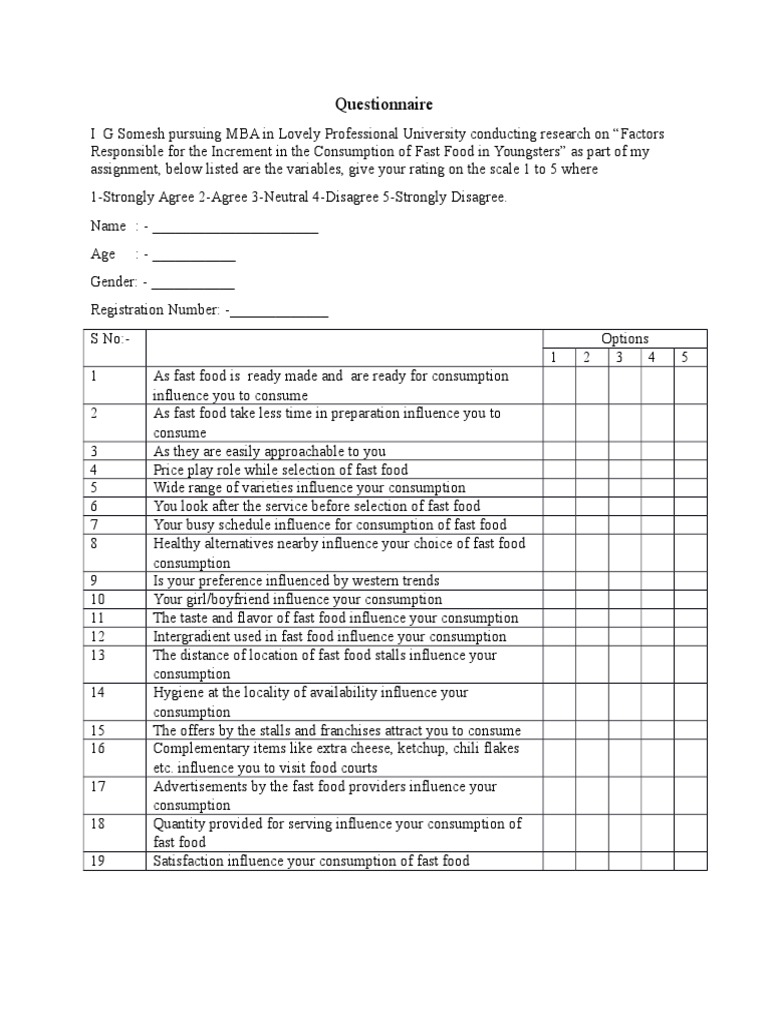 Questionnaire | PDF