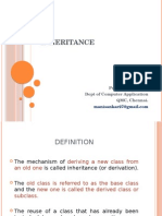 Inheritance: by Prof. Manikandan Dept of Computer Application QMC, Chennai