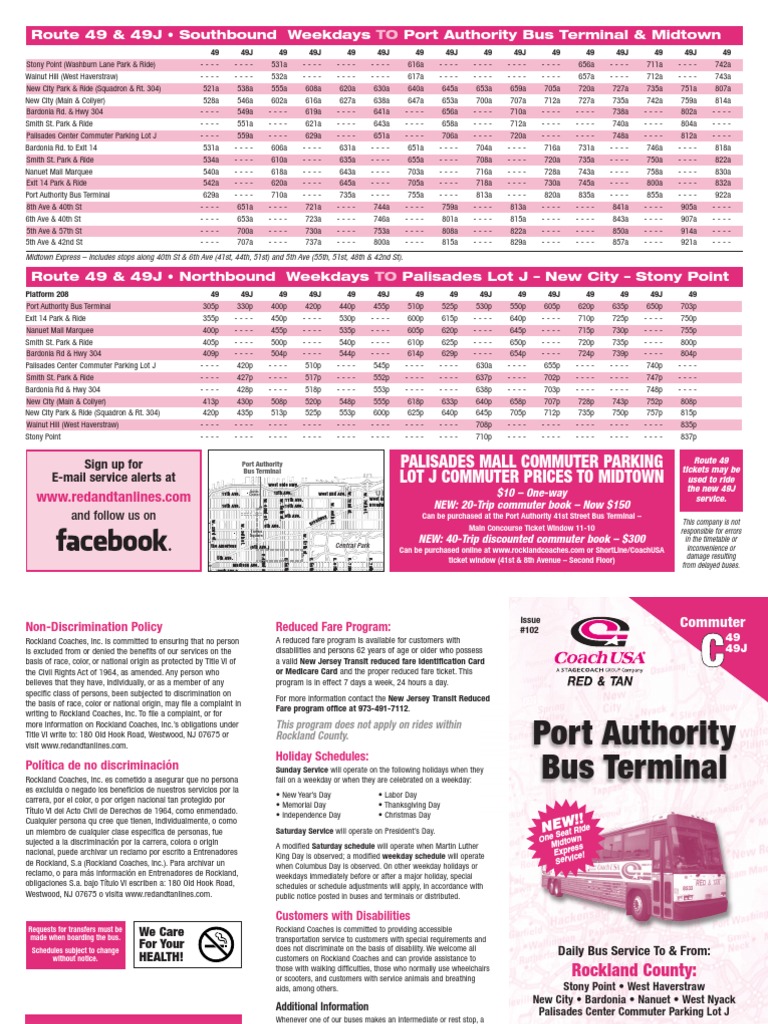 Route 49 & 49J - Southbound Weekdays Port Authority Bus Terminal & Midtown  | PDF | Workweek And Weekend | Bus Transport
