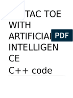 Tic Tac Toe C++ Code With Artificial Intelligence Computer Vs Human
