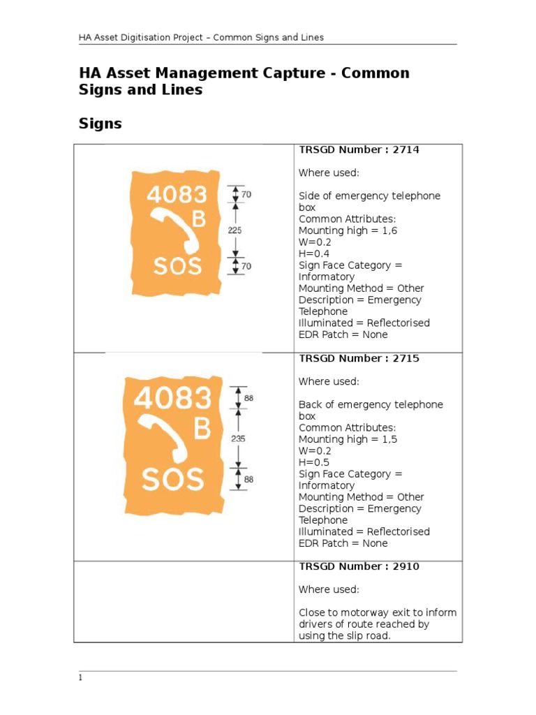 HA Asset Management Capture - Common Signs and Lines Signs | PDF ...