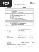 Employee Joining Checklist: Employee Name: Employee Code: Date of Joining: Department