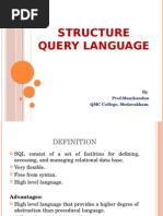 Structure Query Language: by Prof - Manikandan QMC College, Medavakkam