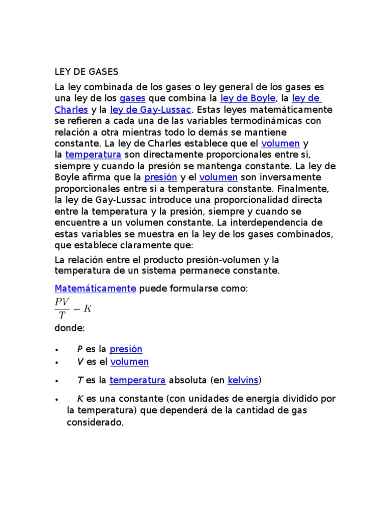 Ley de Gases | PDF | Gases | Fases de la materia