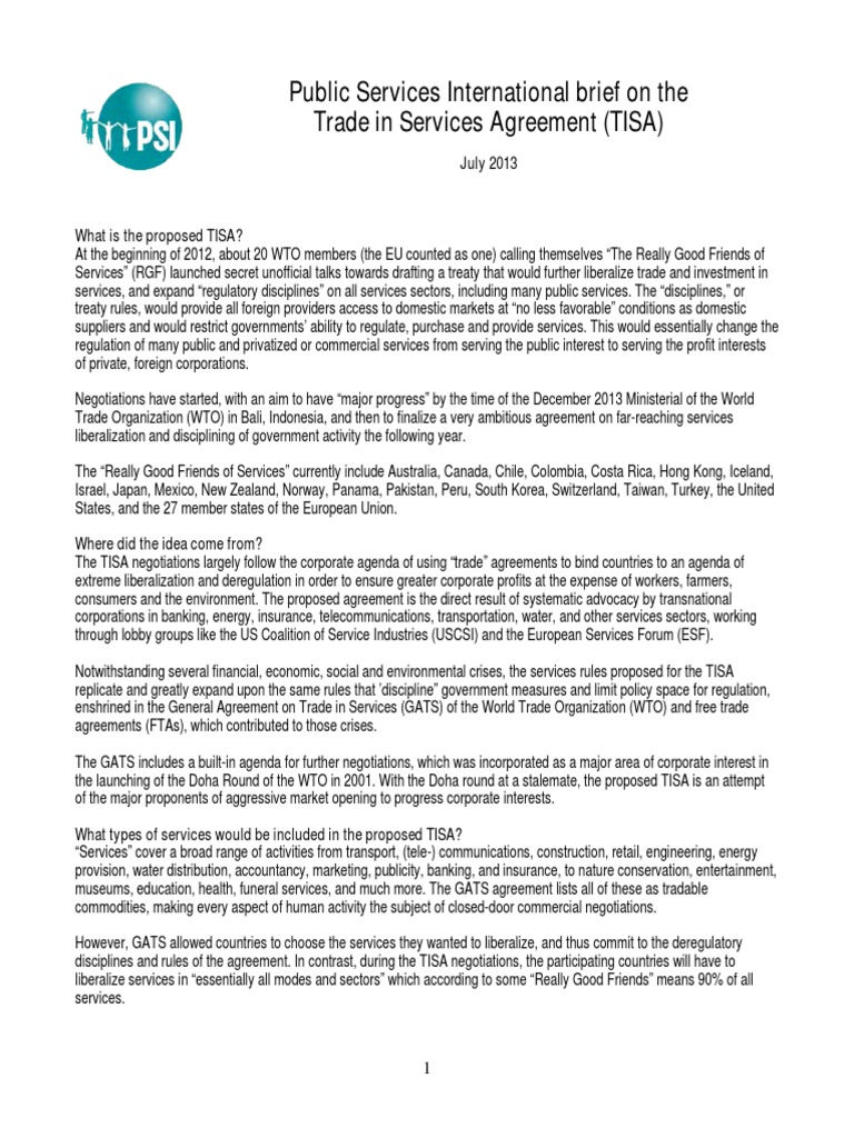 Psi Tisa Policy Brief July 2013 | PDF | World Trade Organization ...