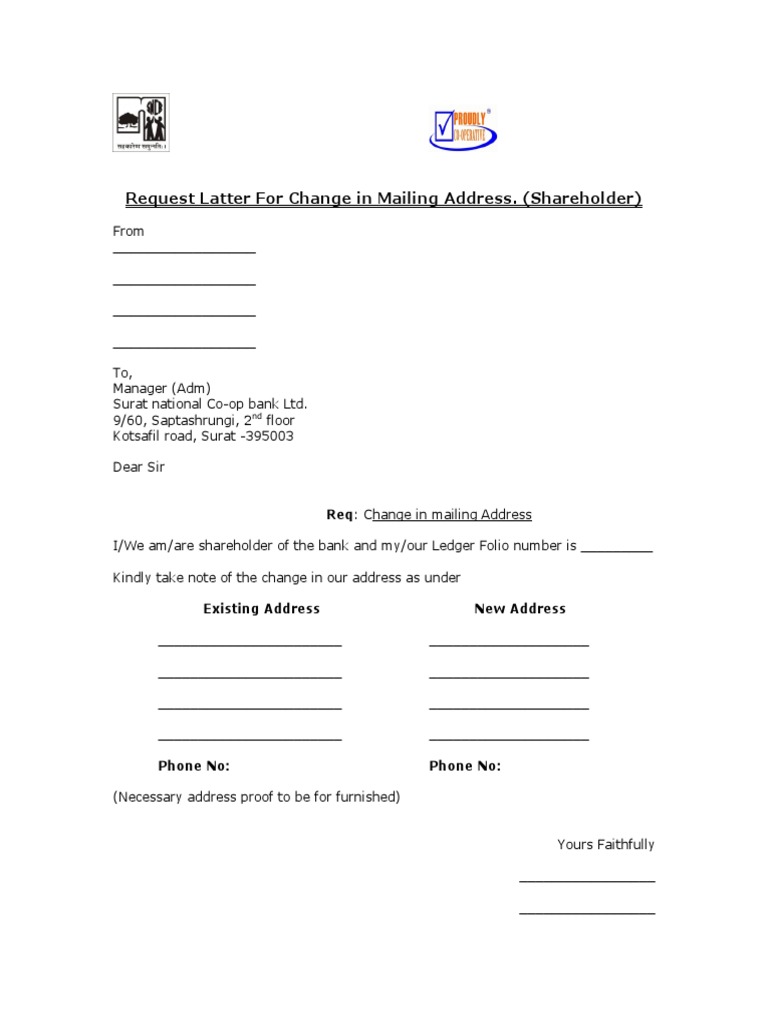 Change of Address Request Letter | PDF
