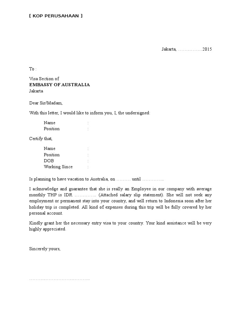 Contoh Surat Rayuan Permohonan Visa - Selangor q
