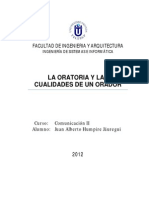 La Oratoria y Las Cualidades de Un Orador 