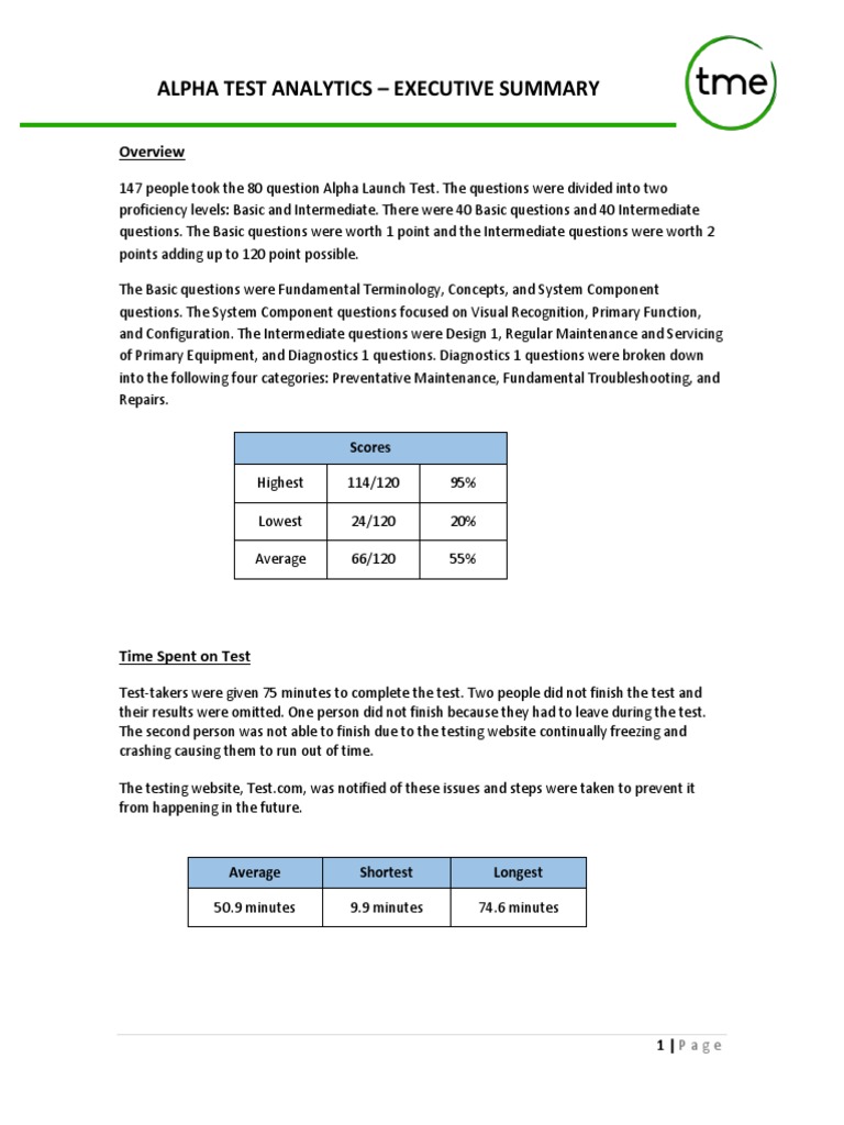 Alphatest Analytics Executive Summary | PDF | Outlier | Cognition