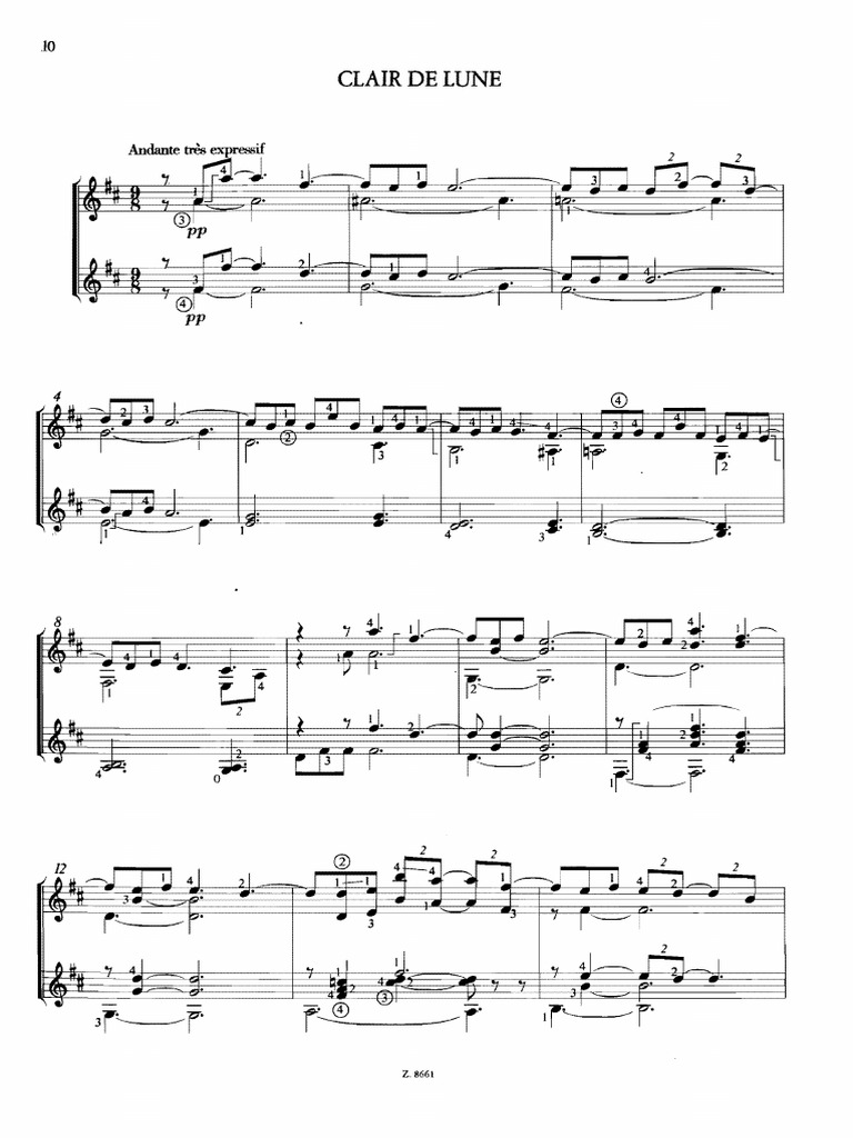 Clair De Lune By Debussy 2 Guitars