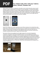 Apple IPhone 6 Price Within India 2015 13th June Valid In Bangalore, Hyderabad, Chennai, Mumbai And