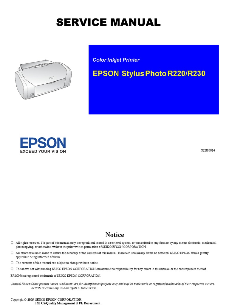 Epson Stylus Photo R200 Service Guide