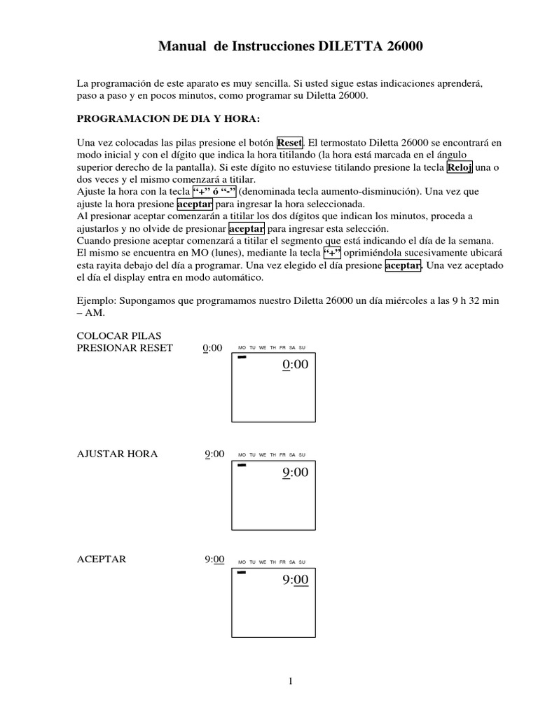 Termostato Digital Programable Calefacción 26000 Diletta