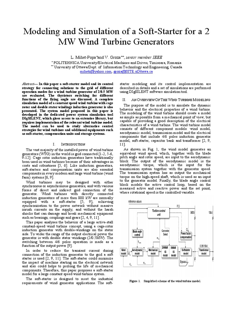 Modeling and Simulation of A Soft-Starter For A 2 MW Wind Turbine ...