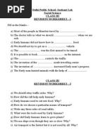 Delhi Public School. Sushant Lok Social Science Class-Iii Revision Worksheet - 1