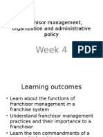 Franchisor Management, Organization and Administrative Policy