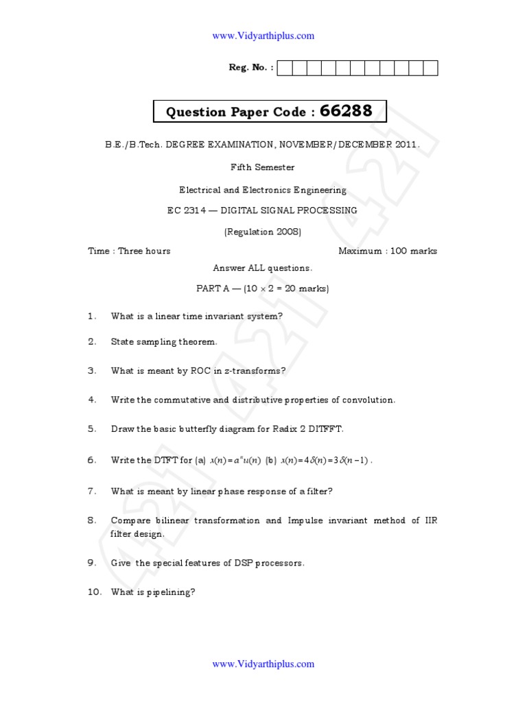 Digital Signal Processing Exam Paper | PDF