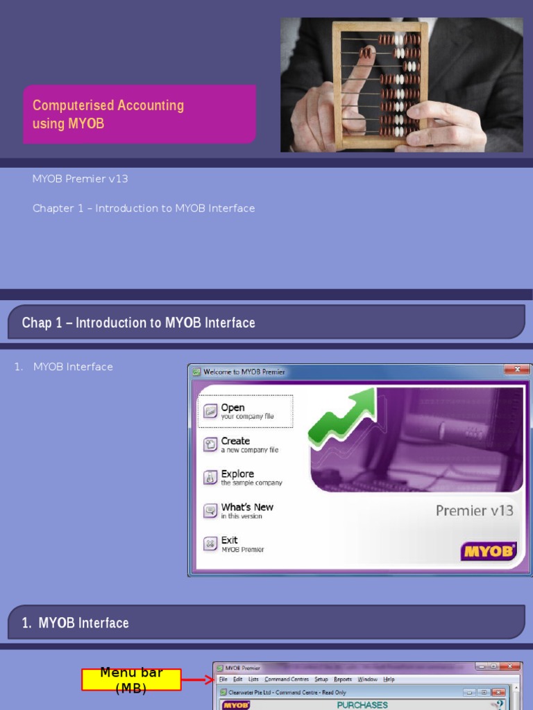 MYOB Premier v13 Interface Overview | PDF