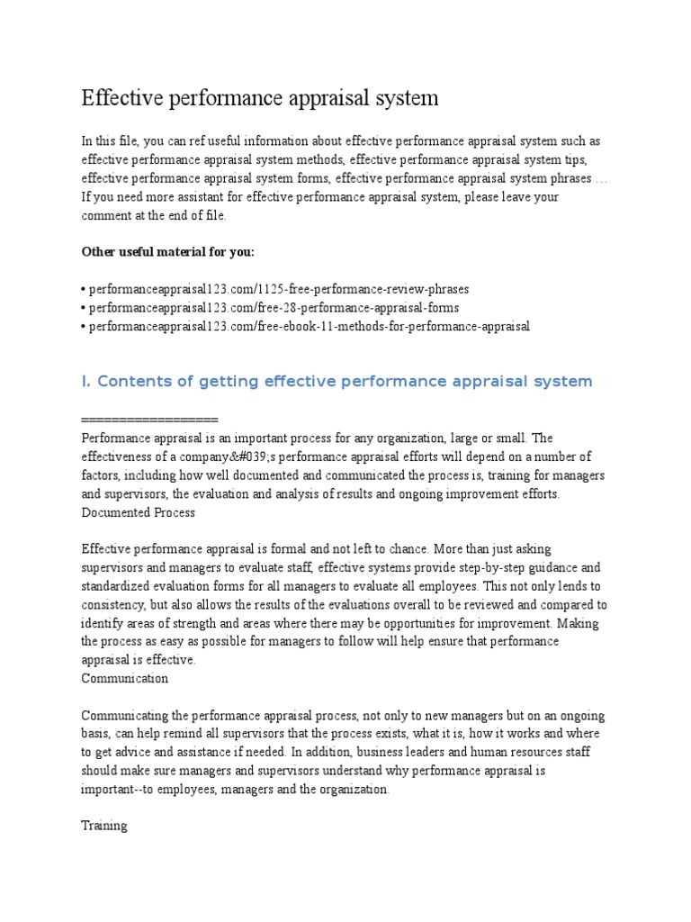 Effective Performance Appraisal Guide | PDF | Performance Appraisal ...