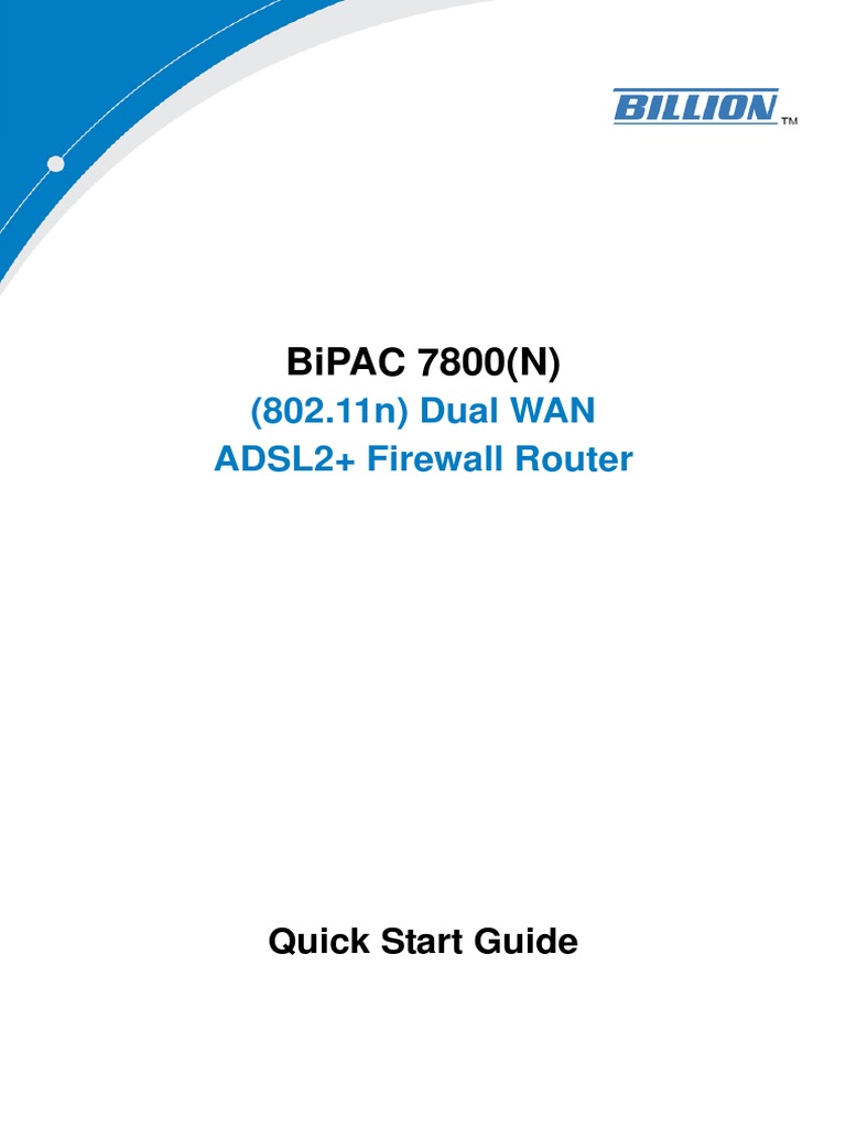 BiPAC 7800(N) ADSL2+ Router Guide | PDF | Digital Subscriber Line | Modem
