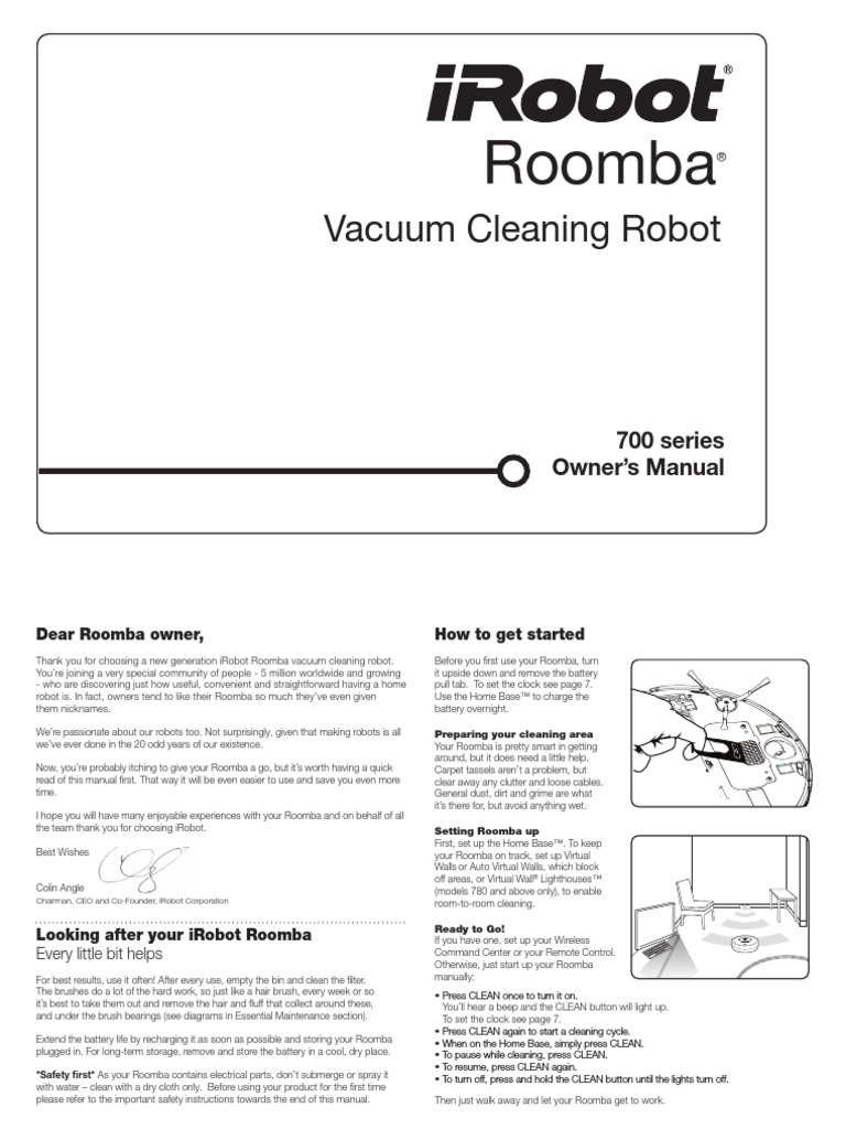 Tag ud Grund Misbruge Iroobot Roomba 700 Series Manual | PDF