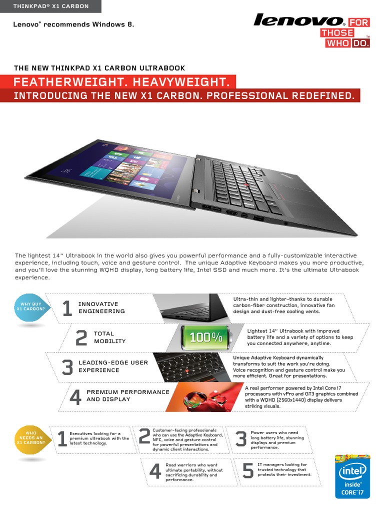 ThinkPad X1 Carbon Datasheet  Lenovo  Personal Computers