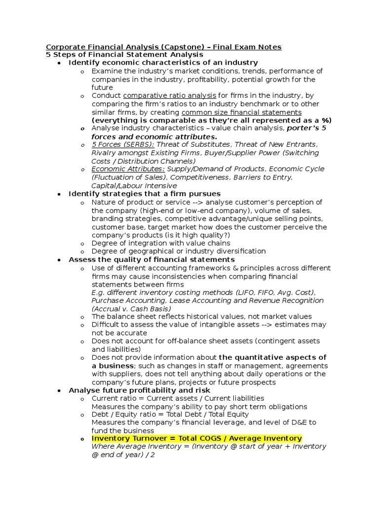 Corporate Financial Analysis Exam Notes | PDF | Debt | Credit (Finance)