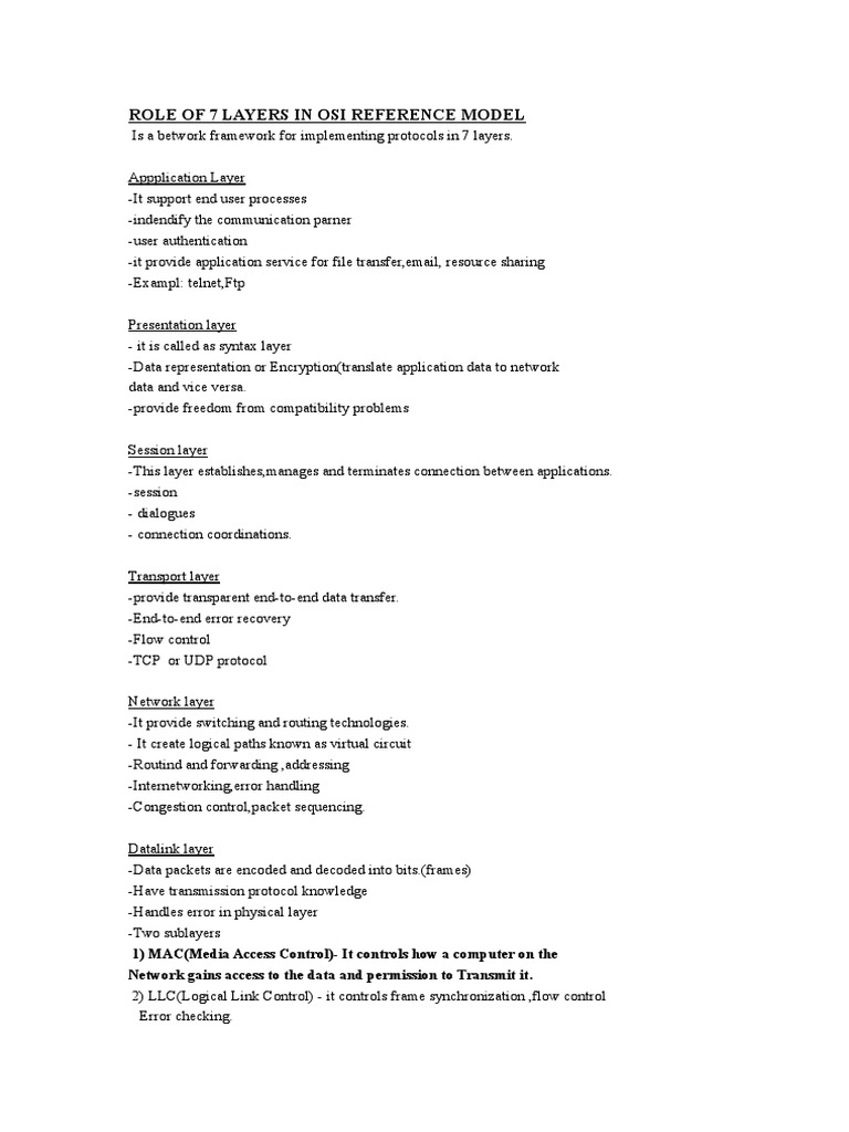 Network Layer Functions in OSI Model | PDF