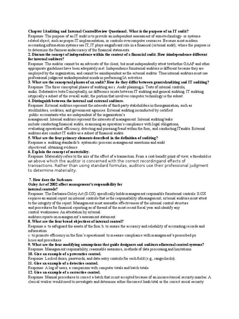 IT Auditing and Internal Control Overview | PDF | Financial Audit | Audit