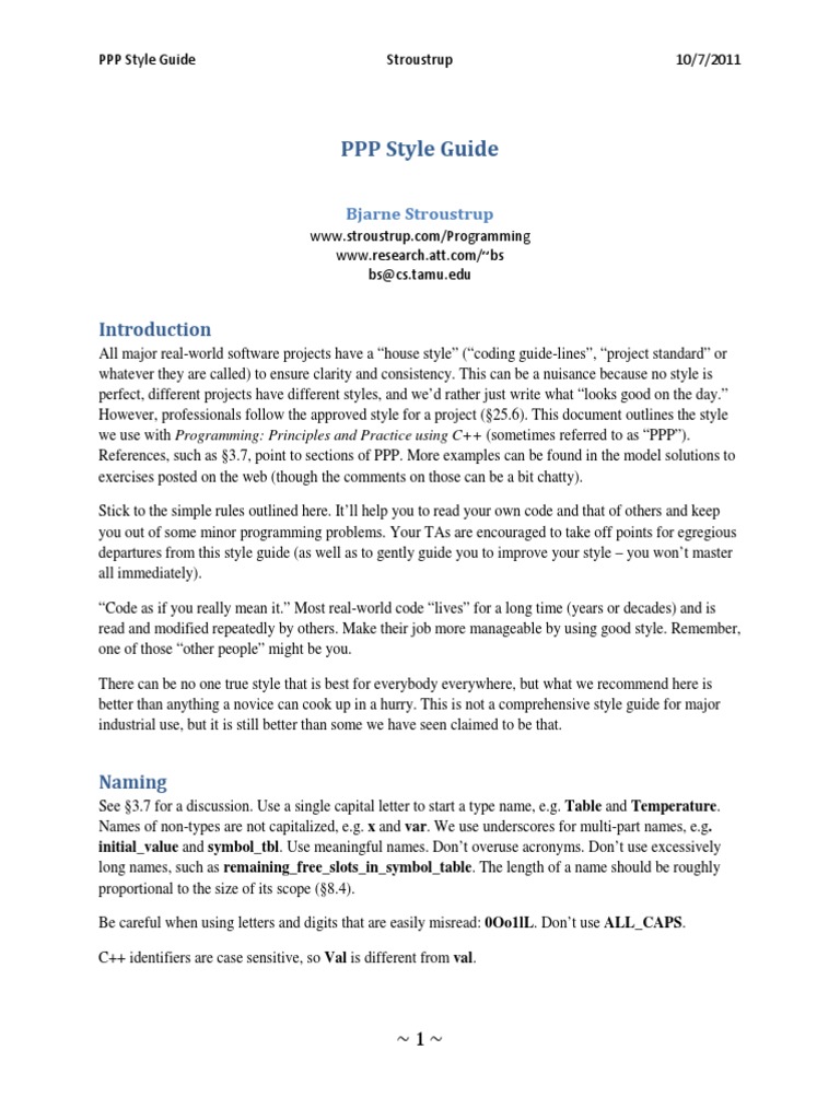 PPP C++ Syntax Style Stroustrup | PDF | C++ | C (Programming Language)