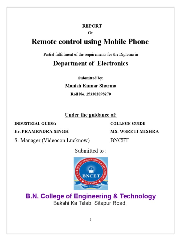 Remote Control Using Mobile Phone PDF Relay Switch