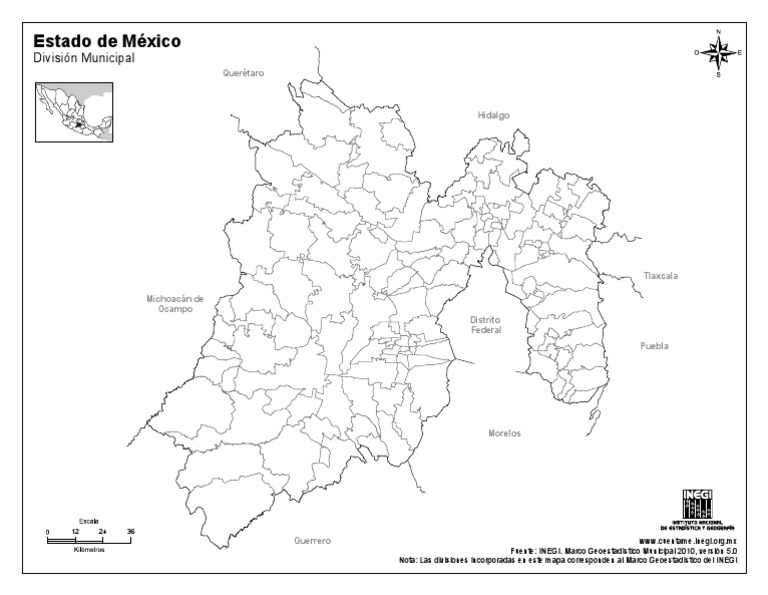 Mapa Estado De Mexico Sin Nombres