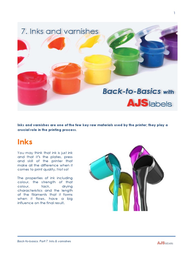 Part 7. Inks Varnishes PDF Ink Varnish