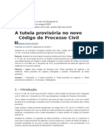 A Tutela Provisoria No Novo Codigo de Processo Civil. Jus Navigandi