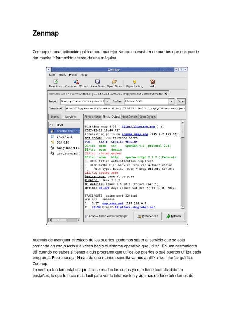 Uso de Zenmap en Fedora | PDF | Interfaz de línea de comando ...